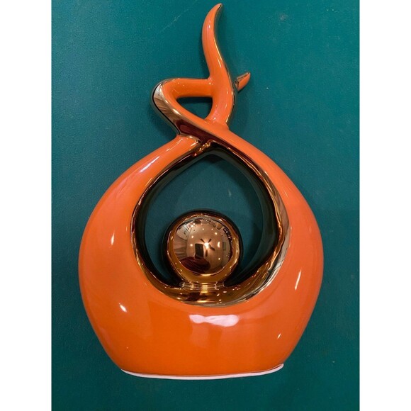 Fall Ceramic Art Home Decor in Orange  And Gold - Picture 7 of 9